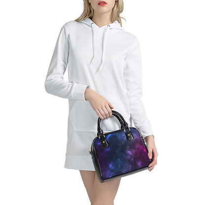 Blue Purple Cosmic Galaxy Space Print Shoulder Handbag