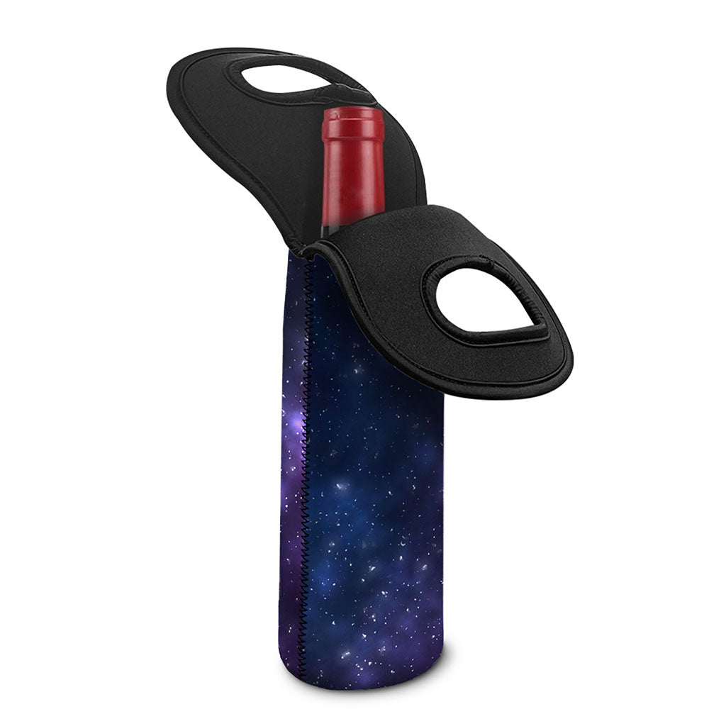 Blue Purple Cosmic Galaxy Space Print Single Neoprene Wine Tote