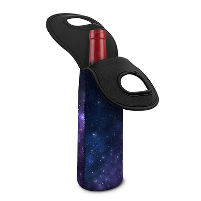 Blue Purple Cosmic Galaxy Space Print Single Neoprene Wine Tote