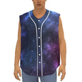 Blue Purple Cosmic Galaxy Space Print Sleeveless Baseball Jersey