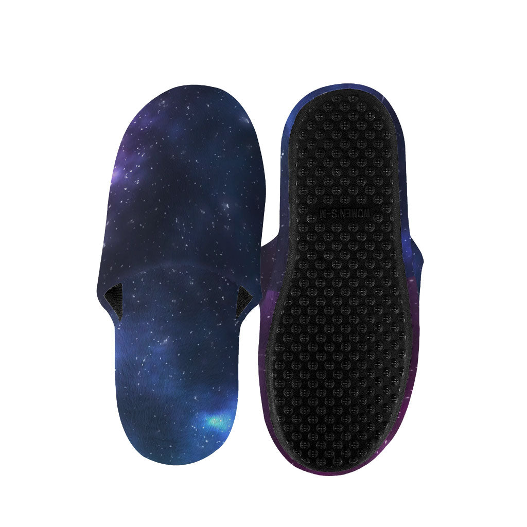 Blue Purple Cosmic Galaxy Space Print Slippers