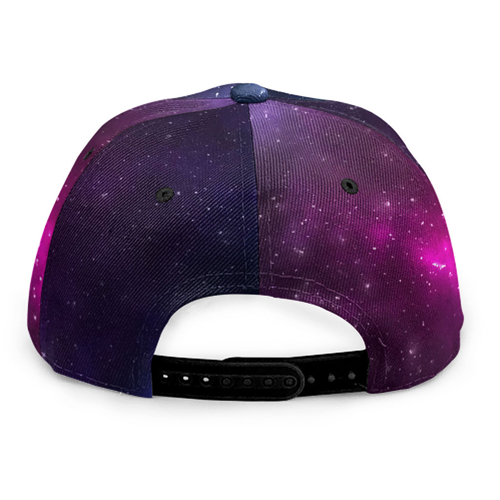 Blue Purple Cosmic Galaxy Space Print Snapback Cap