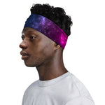 Blue Purple Cosmic Galaxy Space Print Sports Headband