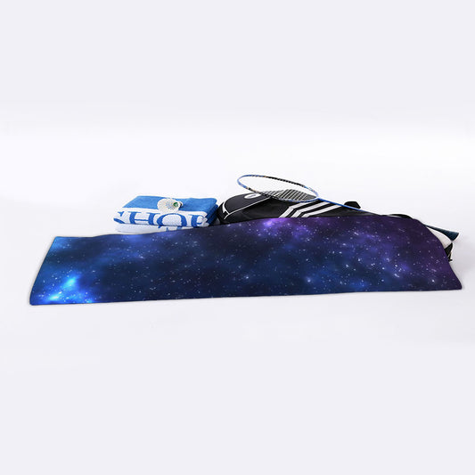 Blue Purple Cosmic Galaxy Space Print Sports Towel