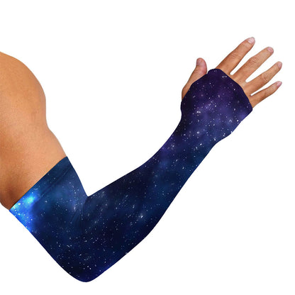 Blue Purple Cosmic Galaxy Space Print Sun Protection Arm Sleeves