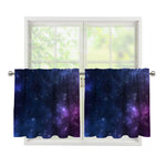 Blue Purple Cosmic Galaxy Space Print Tier Curtains