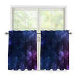 Blue Purple Cosmic Galaxy Space Print Tier Curtains