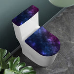Blue Purple Cosmic Galaxy Space Print Toilet Lid And Tank Cover Set