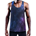 Blue Purple Cosmic Galaxy Space Print Men's Workout Tank Top