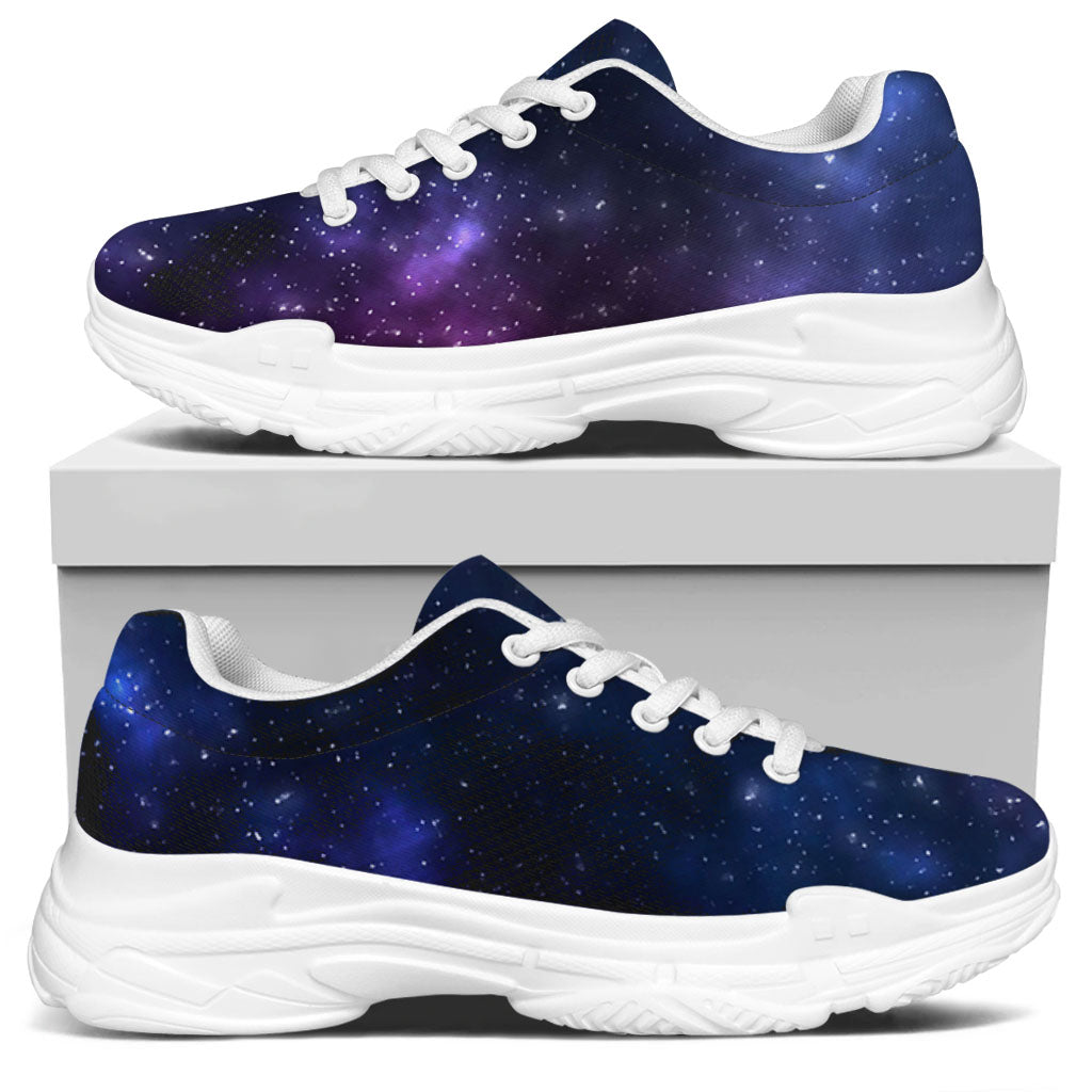 Blue Purple Cosmic Galaxy Space Print White Chunky Shoes
