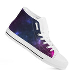 Blue Purple Cosmic Galaxy Space Print White High Top Sneakers