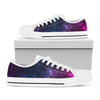 Blue Purple Cosmic Galaxy Space Print White Low Top Sneakers