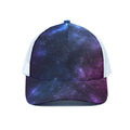 Blue Purple Cosmic Galaxy Space Print White Mesh Trucker Hat