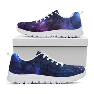 Blue Purple Cosmic Galaxy Space Print White Running Shoes