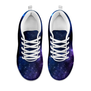 Blue Purple Cosmic Galaxy Space Print White Running Shoes