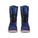 Blue Purple Cosmic Galaxy Space Print Winter Boots