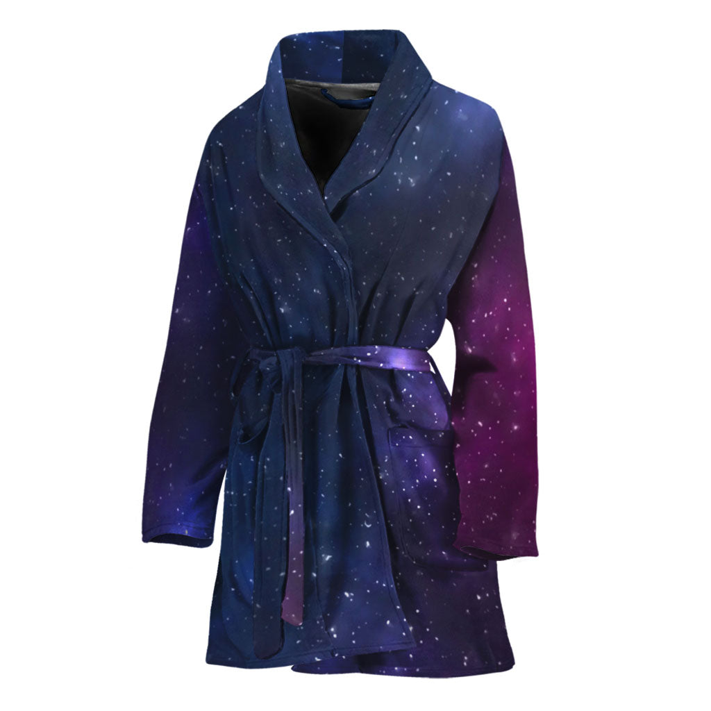 Blue Purple Cosmic Galaxy Space Print Women's Bathrobe