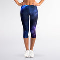 Blue Purple Cosmic Galaxy Space Print Women's Capri Leggings