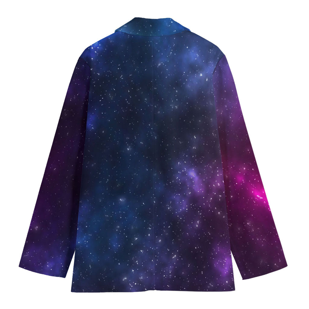 Blue Purple Cosmic Galaxy Space Print Women's Cotton Blazer