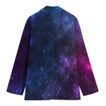 Blue Purple Cosmic Galaxy Space Print Women's Cotton Blazer