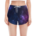 Blue Purple Cosmic Galaxy Space Print Women's Split Running Shorts