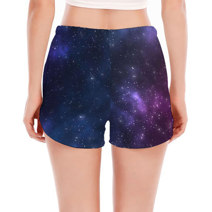 Blue Purple Cosmic Galaxy Space Print Women's Split Running Shorts