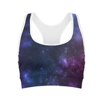 Blue Purple Cosmic Galaxy Space Print Women's Sports Bra