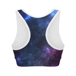 Blue Purple Cosmic Galaxy Space Print Women's Sports Bra