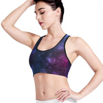 Blue Purple Cosmic Galaxy Space Print Women's Sports Bra