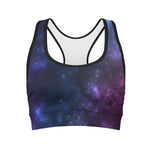 Blue Purple Cosmic Galaxy Space Print Women's Sports Bra