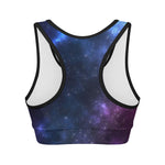 Blue Purple Cosmic Galaxy Space Print Women's Sports Bra