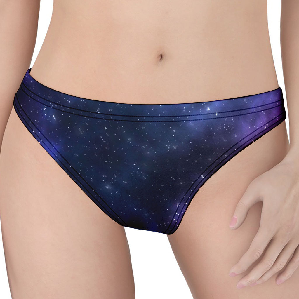 Blue Purple Cosmic Galaxy Space Print Women's Thong