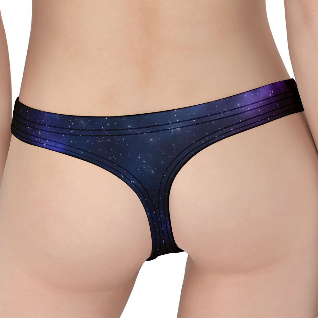 Blue Purple Cosmic Galaxy Space Print Women's Thong