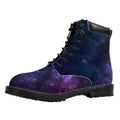 Blue Purple Cosmic Galaxy Space Print Padded Collar Lace Up Boots