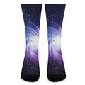 Blue Purple Spiral Galaxy Space Print Crew Socks
