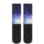 Blue Purple Spiral Galaxy Space Print Crew Socks