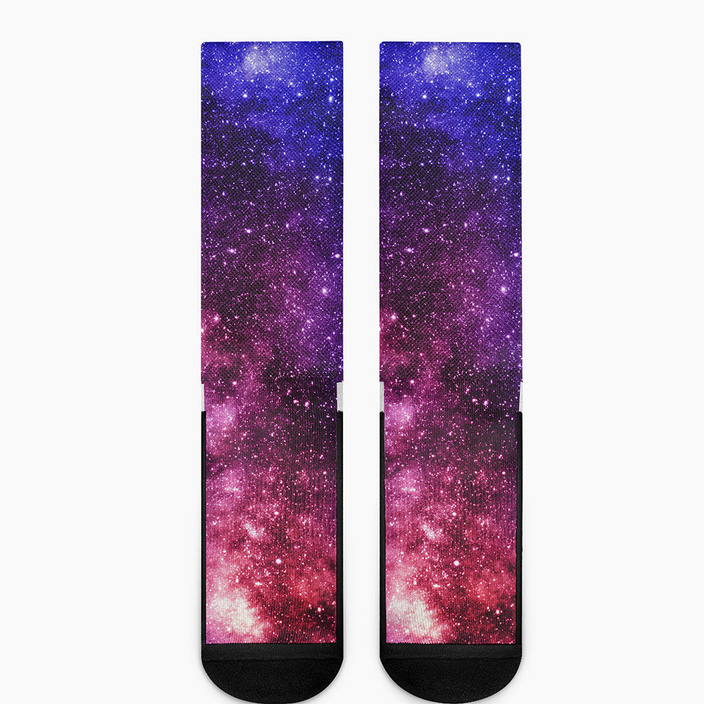 Blue Purple Stardust Galaxy Space Print Crew Socks