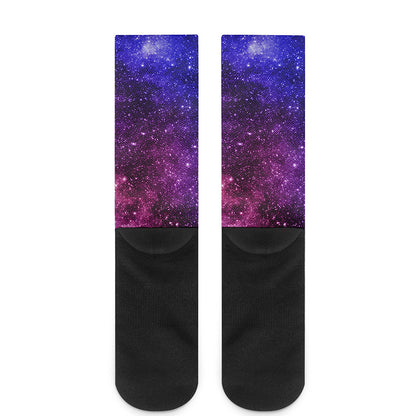 Blue Purple Stardust Galaxy Space Print Crew Socks