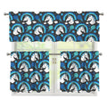 Blue Rainbow Unicorn Pattern Print 3 Piece Kitchen Curtains