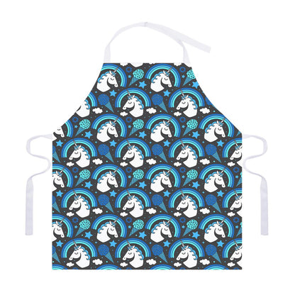 Blue Rainbow Unicorn Pattern Print Adjustable Apron