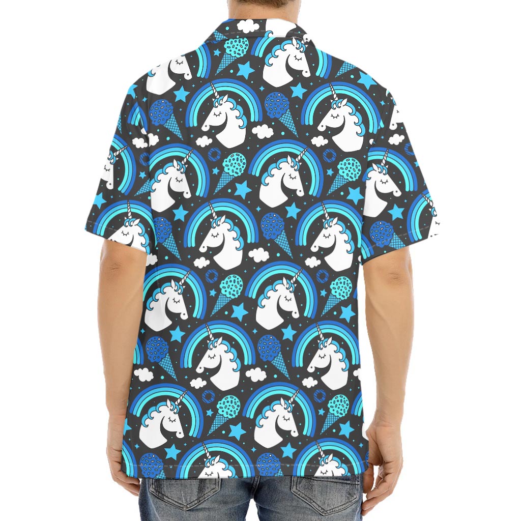 Blue Rainbow Unicorn Pattern Print Aloha Shirt