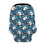 Blue Rainbow Unicorn Pattern Print Baby Seat Cover