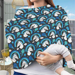Blue Rainbow Unicorn Pattern Print Baby Seat Cover