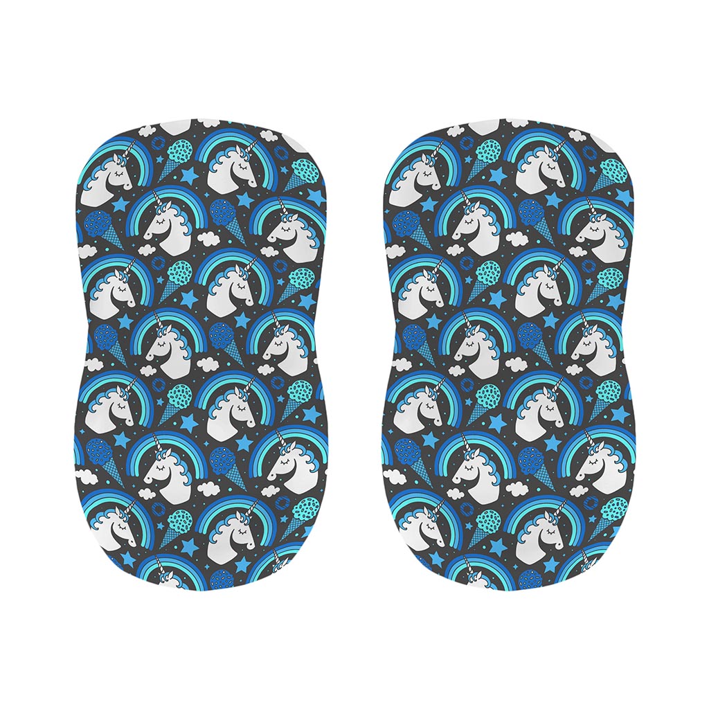 Blue Rainbow Unicorn Pattern Print Bar Stool Covers