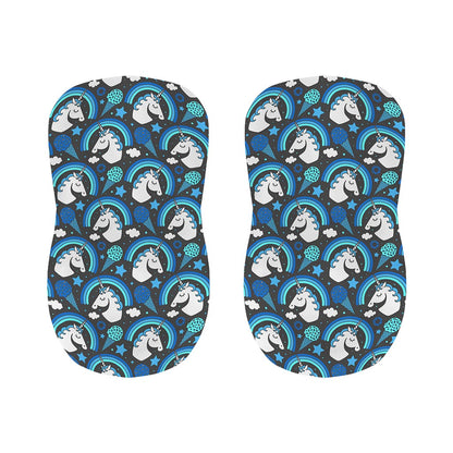Blue Rainbow Unicorn Pattern Print Bar Stool Covers