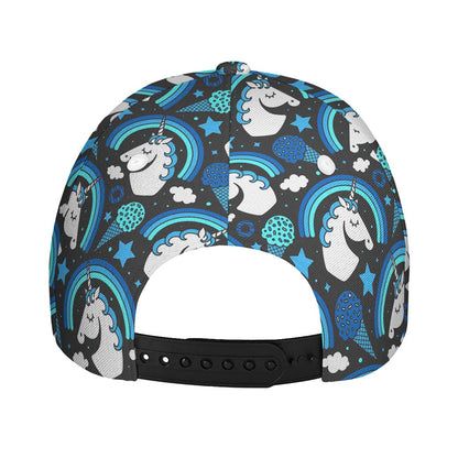 Blue Rainbow Unicorn Pattern Print Baseball Cap