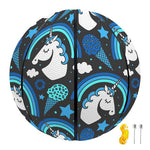Blue Rainbow Unicorn Pattern Print Basketball