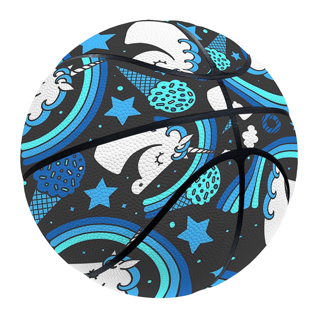 Blue Rainbow Unicorn Pattern Print Basketball