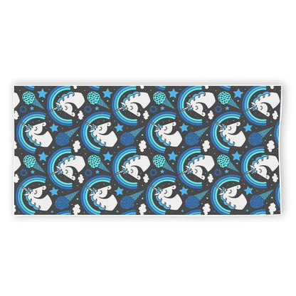 Blue Rainbow Unicorn Pattern Print Beach Towel
