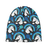 Blue Rainbow Unicorn Pattern Print Beanie